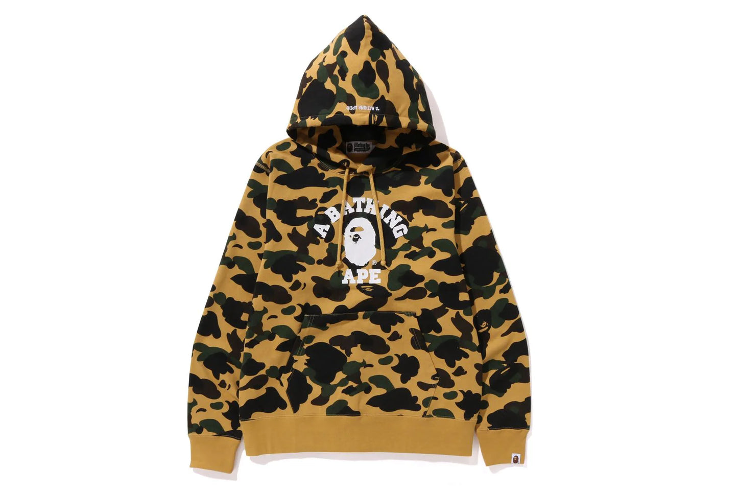 BAPE 1ST CAMO YELLOW COLLEGE PULLOVER HOODIE