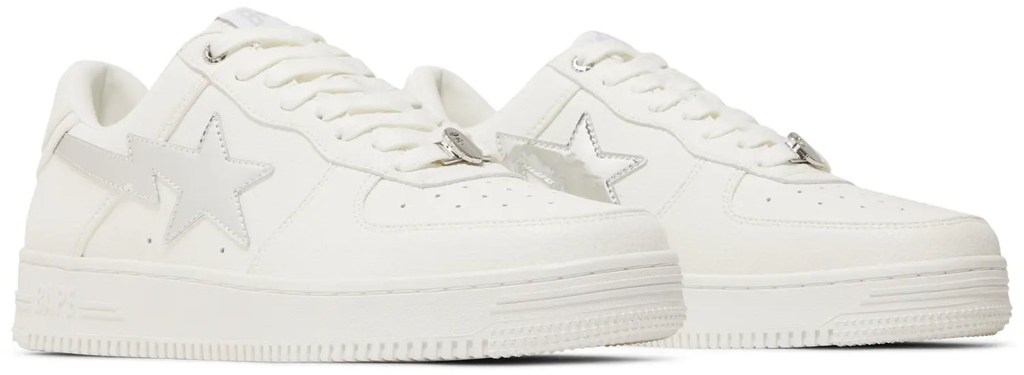 BAPESTAS WHITE LEATHER GREY STAR