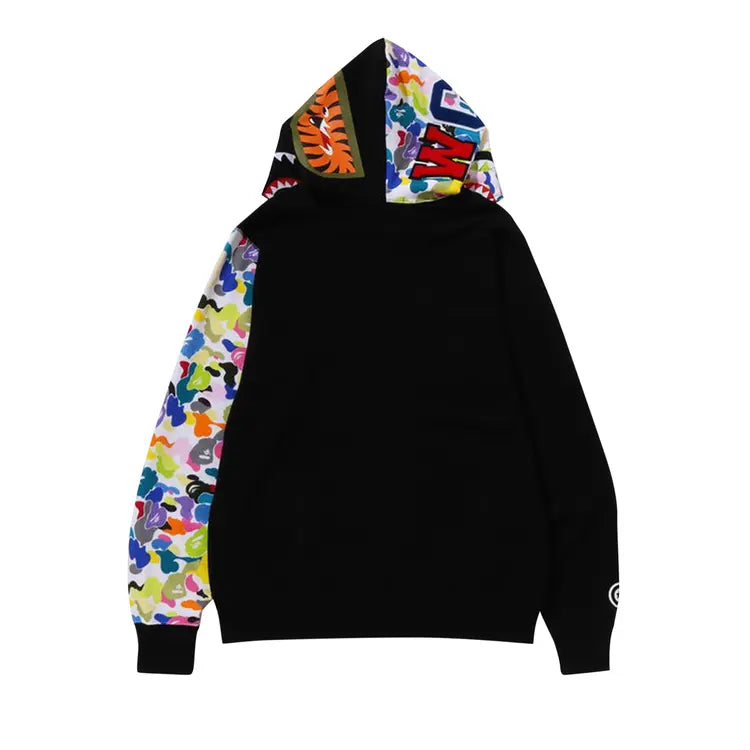 BAPE BLACK MULTI CAMO NYC LOGO SHARK FULL ZIP HOODIE