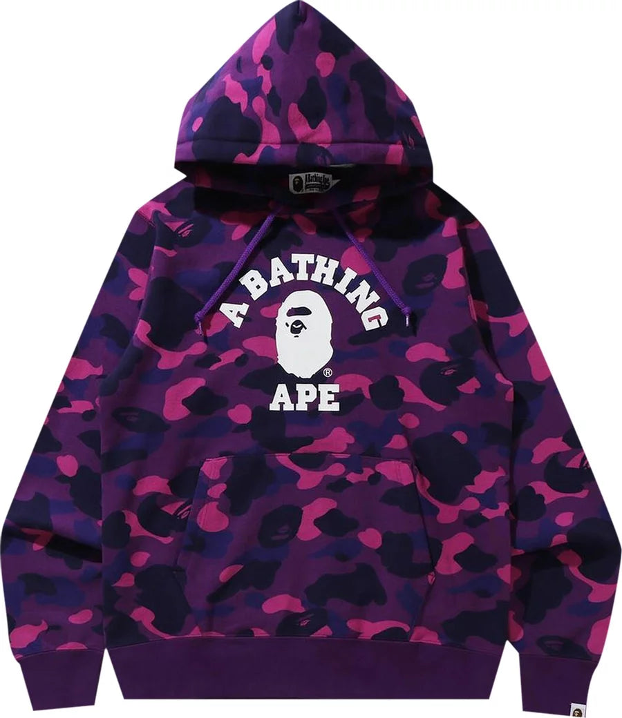 BAPE PURPLE COLLEGE CAMO PULLOVER HOODIE