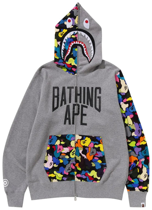 BAPE MULTI CAMO NYC LOGO SHARK HOODIE