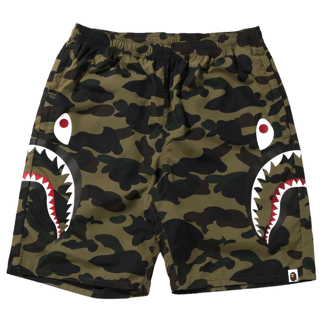 BAPE GREEN CAMO SIDE SHARK SHORTS