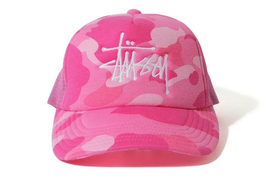 BAPE PINK STUSSY TRUCKER HAT