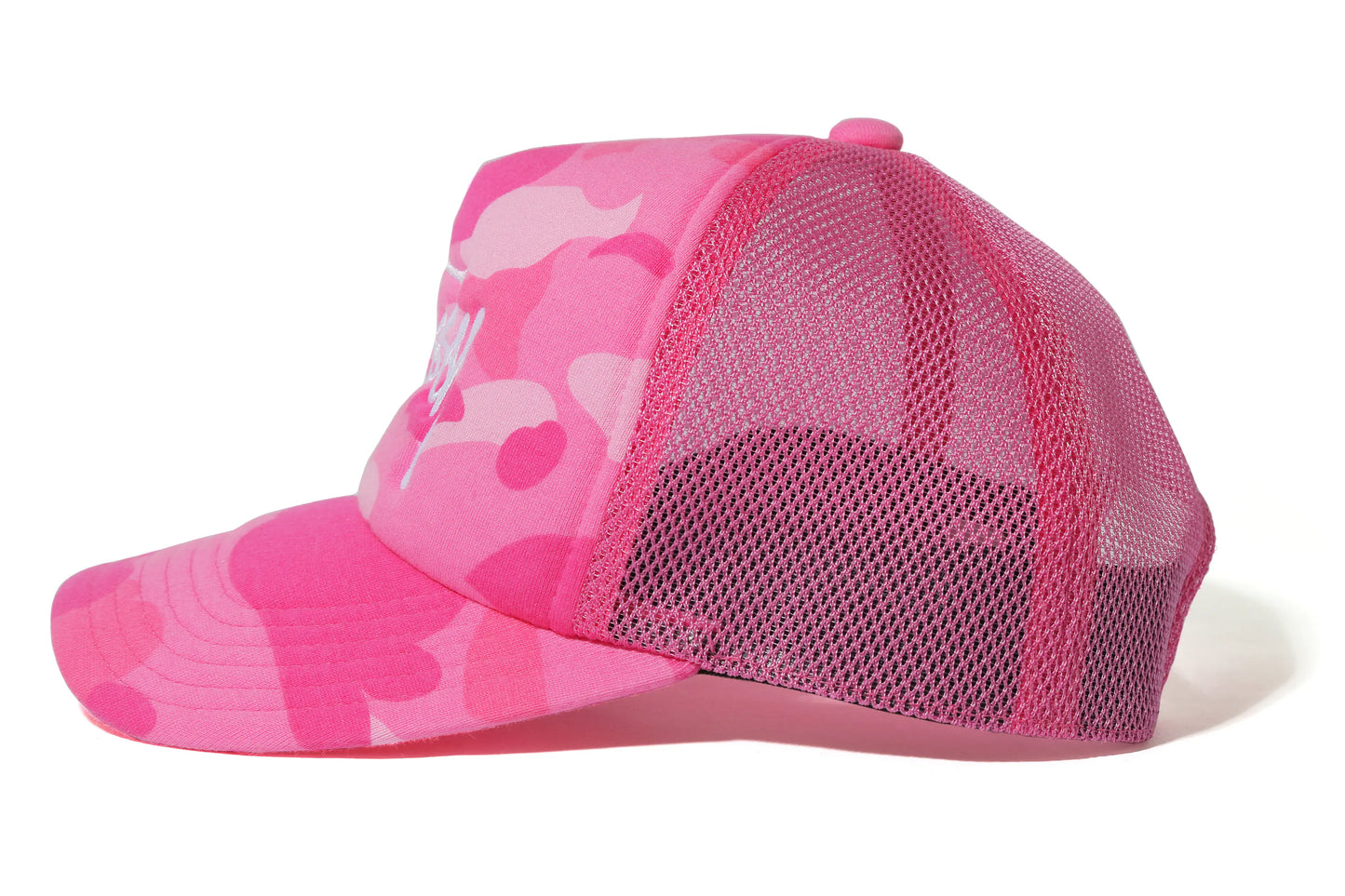 BAPE PINK STUSSY TRUCKER HAT
