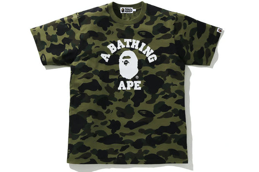 BAPE GREEN CAMO COLLEGE LOGO TEE